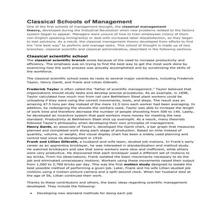 Classical schools of management