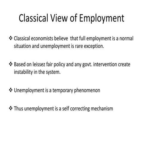 Classical theory of income and emply