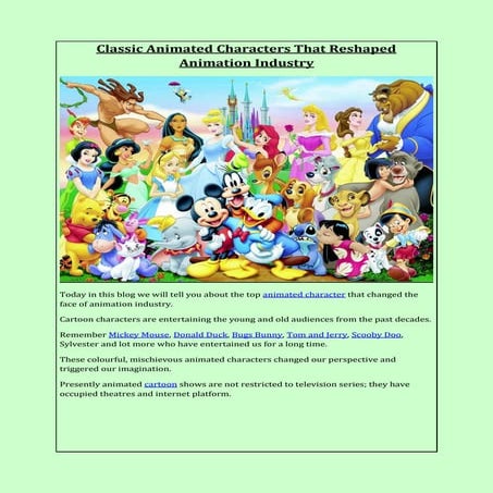 Classic Animated Characters That Reshaped Animation Industry