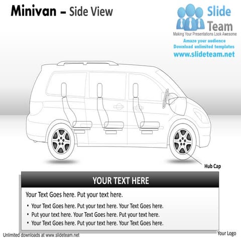Classic blue minivan side view power point slides and ppt diagram templates 