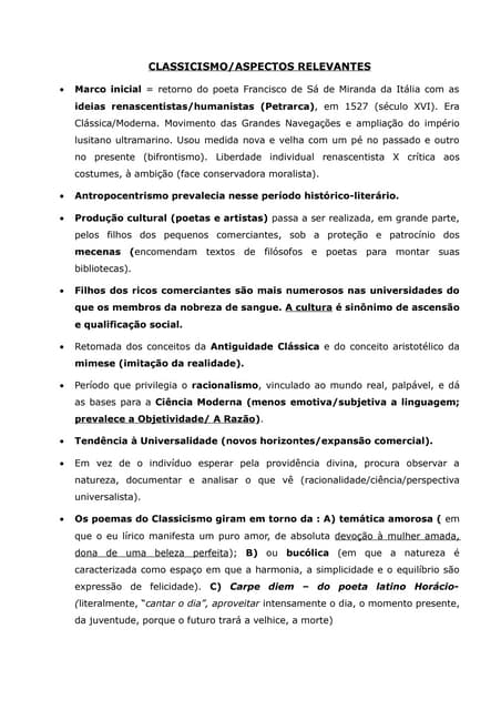 Classicismo nota de aula biografia