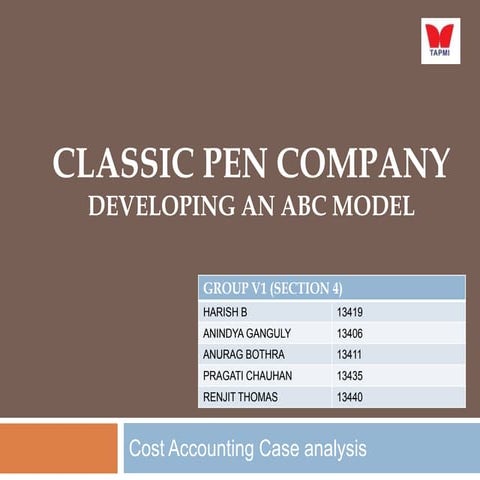 Classic pen company activity based costing