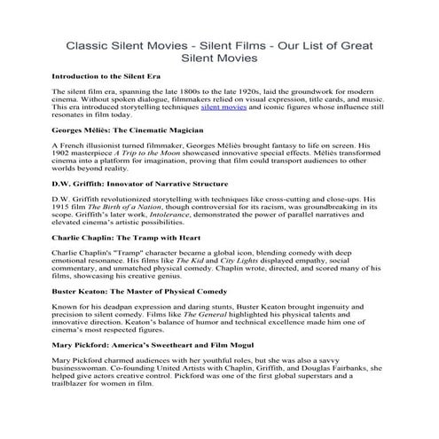 Classic Silent Movies - Silent Films - Our List of Great Silent Movies.pdf