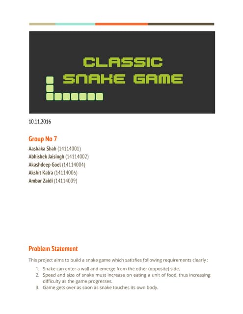 Snake Game Report