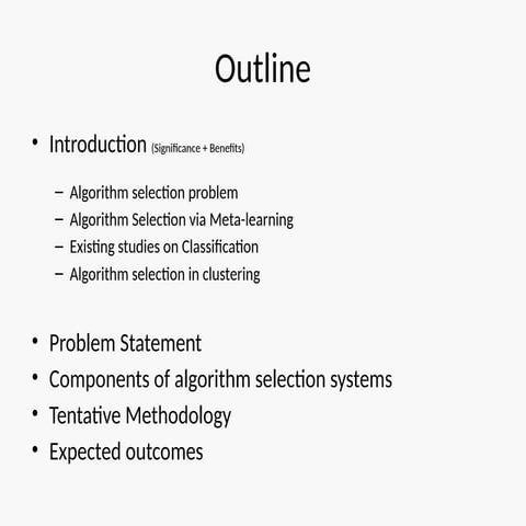classificaiton algorithm selection in automl | PPT