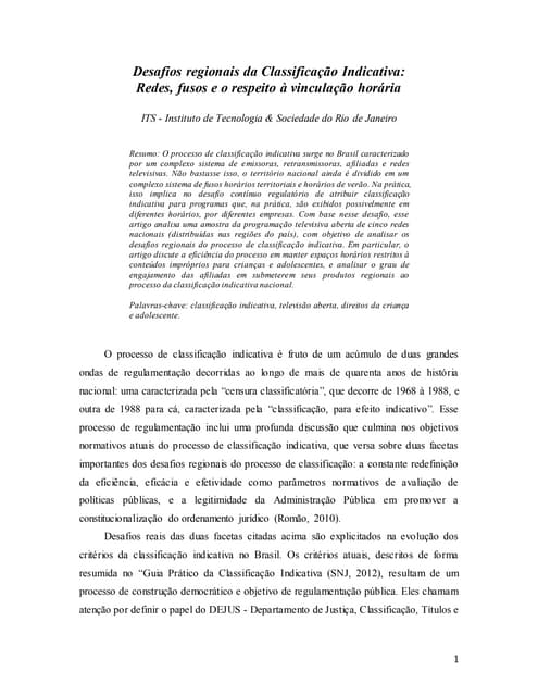 Classificação Indicativa -Artigo Final