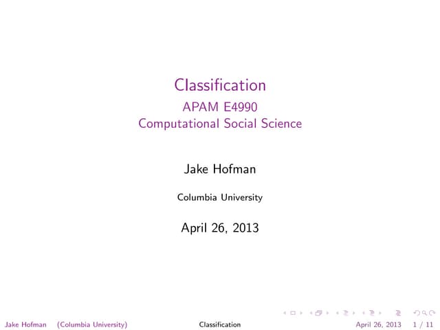 Computational Social Science, Lecture 13: Classification