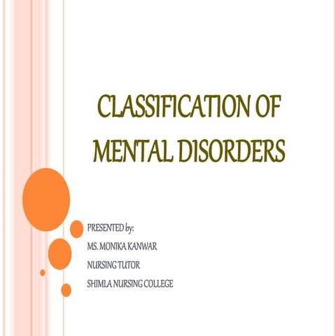 Classification of Mental Disorders | PPTX