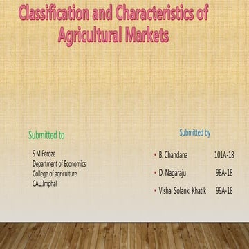Classification and characteristics of agricultural market