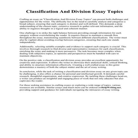 Classification And Division Essay Topics.pdf