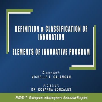 Classification and Elements of Innovation