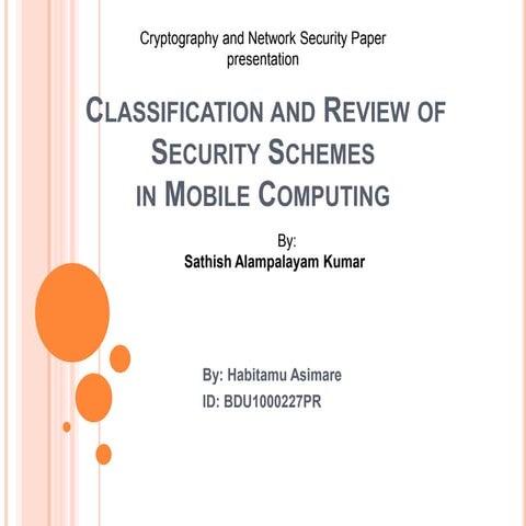 Classification and review of security schemes