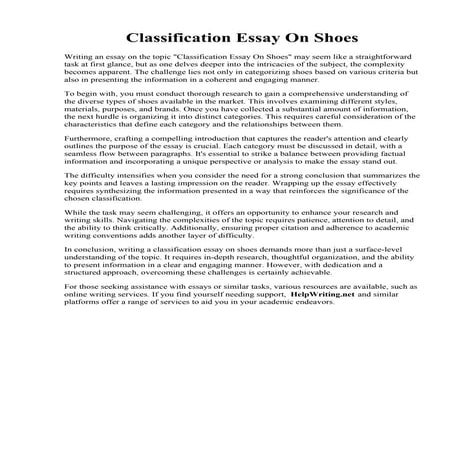 Classification Essay On Shoes | PDF