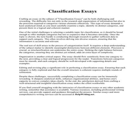 Classification Essays. Richard Bland College