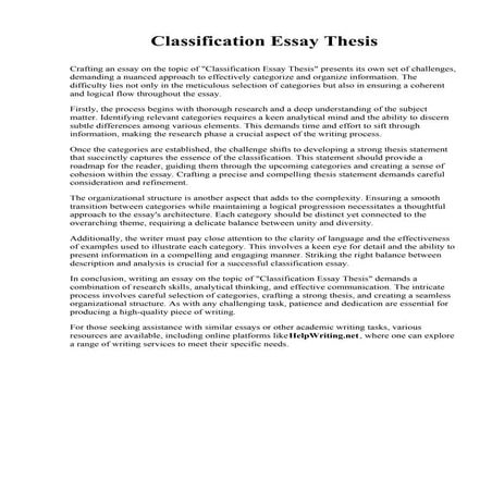 Classification Essay Thesis. Northwestern State University of Louisiana