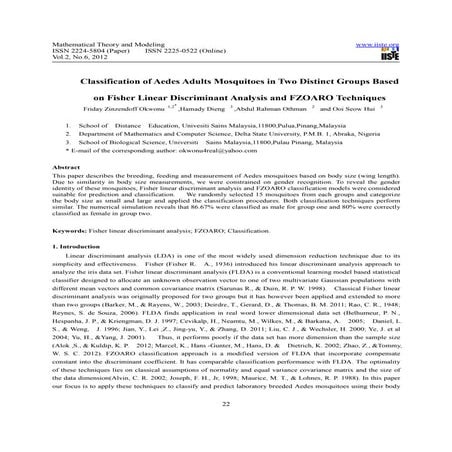 Classification of aedes adults mosquitoes in two distinct groups based on fis...