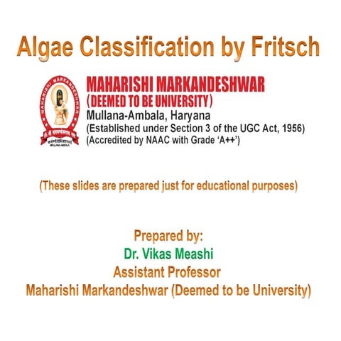 Classification of algae