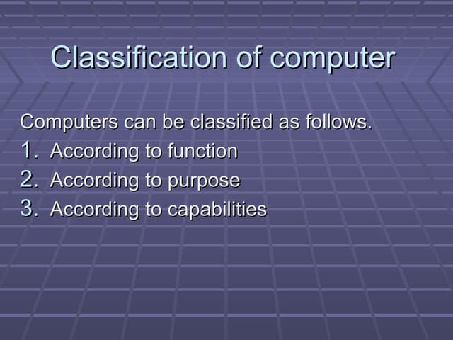 Classification of computer