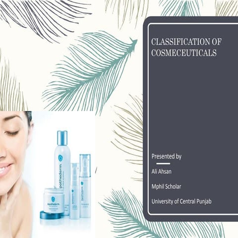 Classification of cosmeceuticals