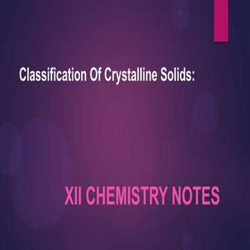 Classification of crystalline solids