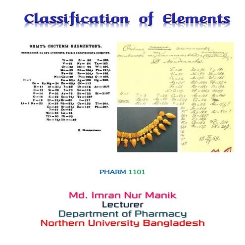 Classification of elements manik 