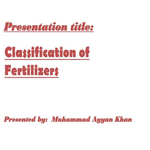 Classification of fertilizers