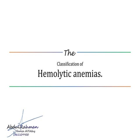 Classification of hemolytic anemias 