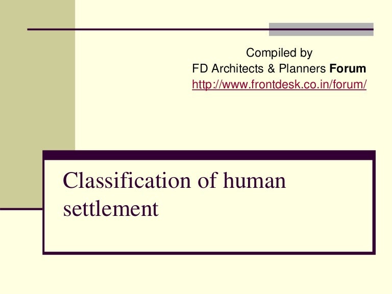 Classification of human settlement