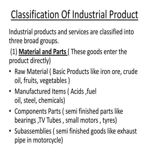 Classification of industrial product