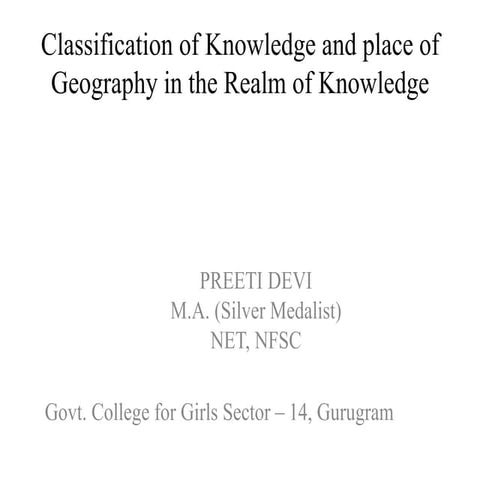 Classification of knowledge and place of geography 
