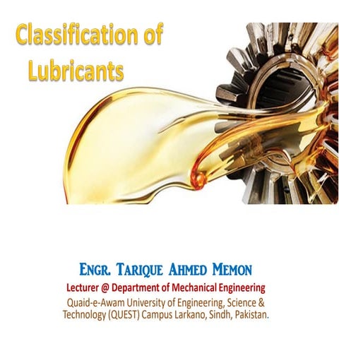 Classification of lubricants