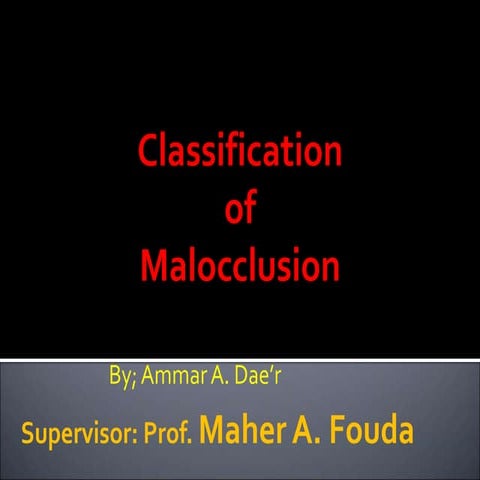 Classification of malocclusion