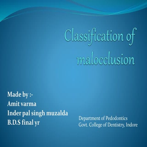 Classification of malocclusion