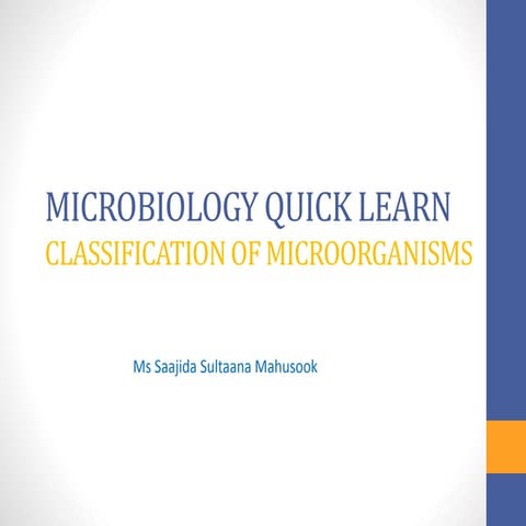 Classification of microorganisms-MICROBIOLOGY QUICK LEARN