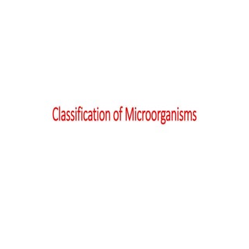 classification of microorganisms Microbiology