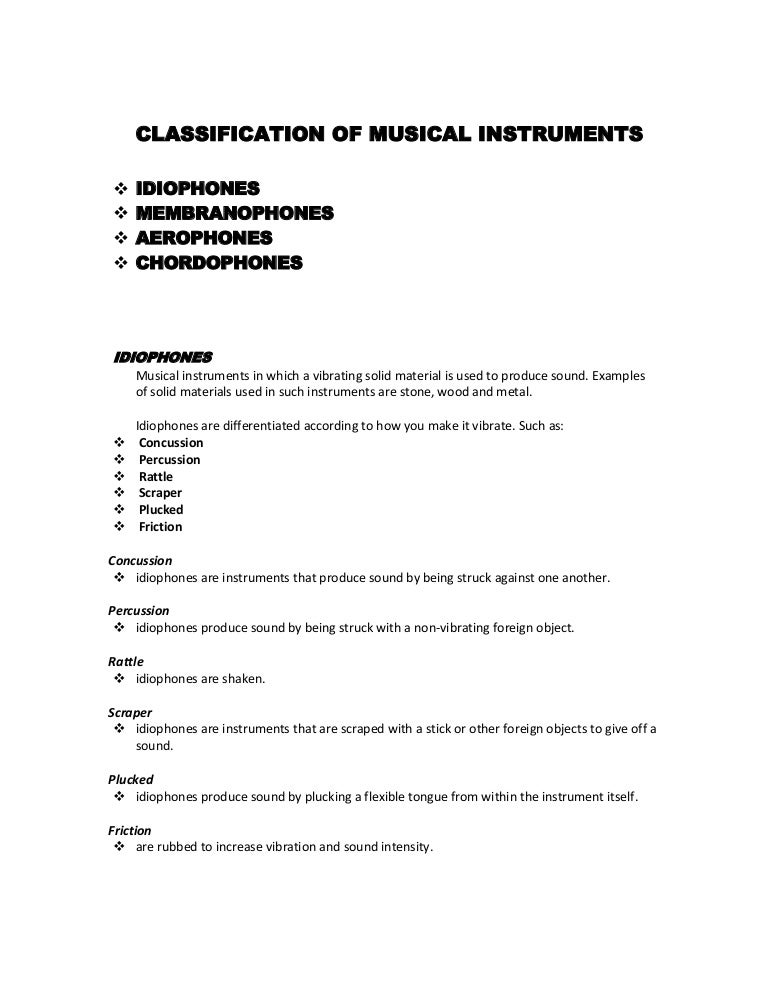 Classification of musical instruments docs.