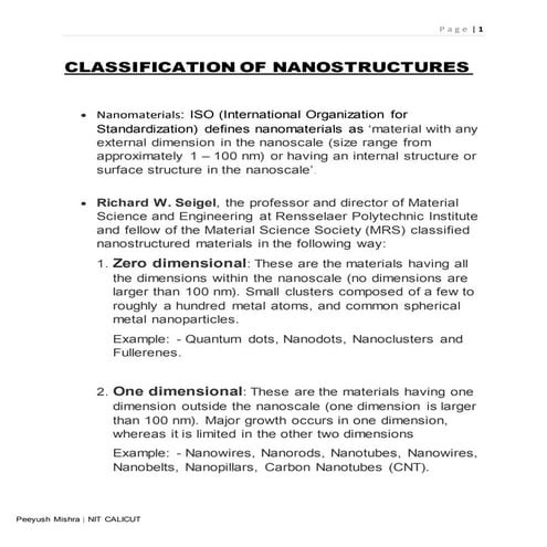 Classification of Nanostructures by Peeyush Mishra