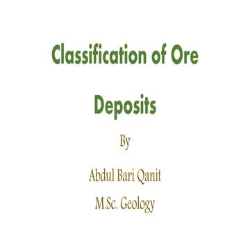 Classification of ore deposits