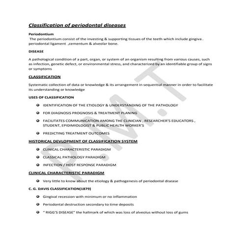 Classification of periodontal diseases