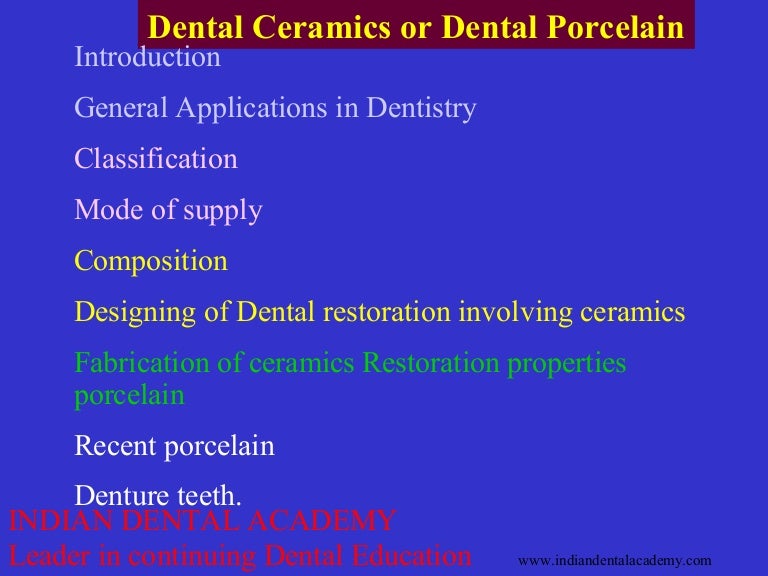 Classification of dental porcelain / dental courses