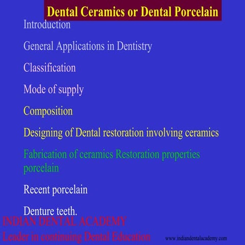 Classification of dental porcelain / dental courses