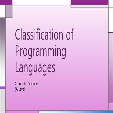 Classification of Programming Languages | PPTX