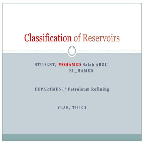 Classification of reservoirs