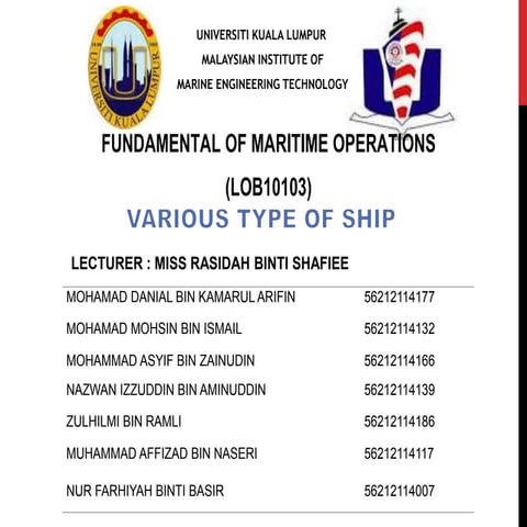 CLASSIFICATION OF SHIP