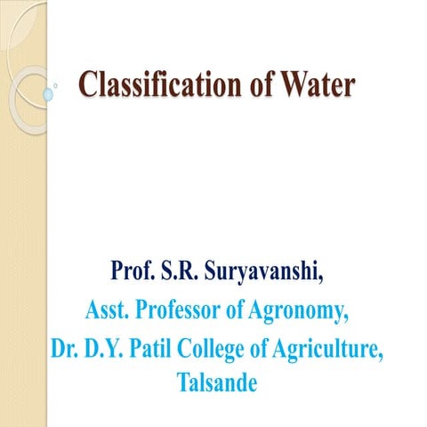 Classification of soil water