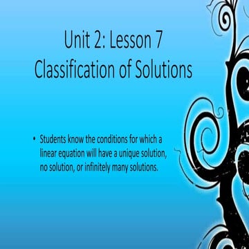 Classification of solutions