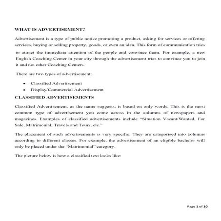 Classified Advertisements NOTES for Compositions | English CBSE XI, XII