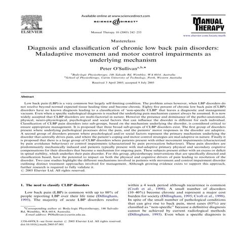 Maladaptive movement and motor control impairments as underlying mechanism