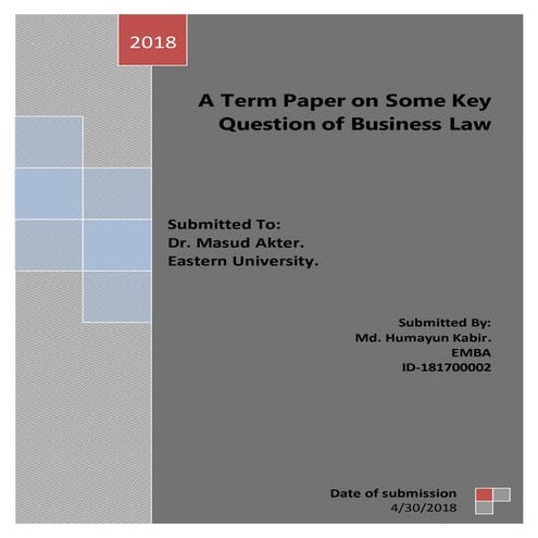 Key question of Business Law