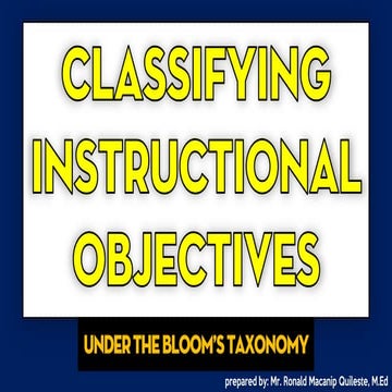 Classifying Instructional Objectives in the Cognitive Domain